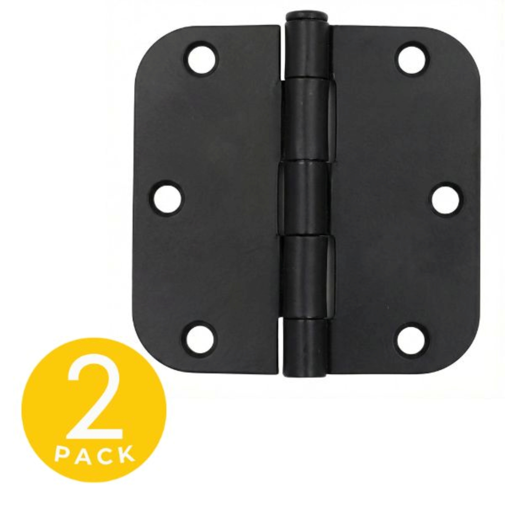 Global Door Controls Full Mortise Spring Door Hinge Set — 3.5in. x 3.5in., Matte Black, 5/8in. Radius, Non-Removable Pin, Adjustable Tension, 2 Pcs, Model# CPS3535-5/8-US19-M